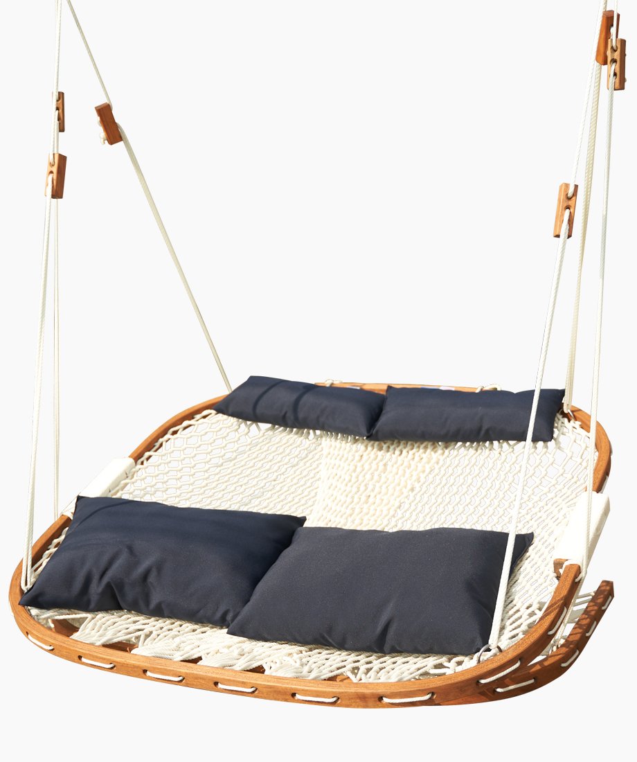 Canvas navy rope hammock porch swing