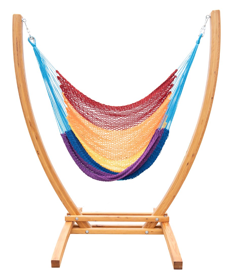 Caribbean Recliner, rainbow caribbean hammock chair and wooden stand combo