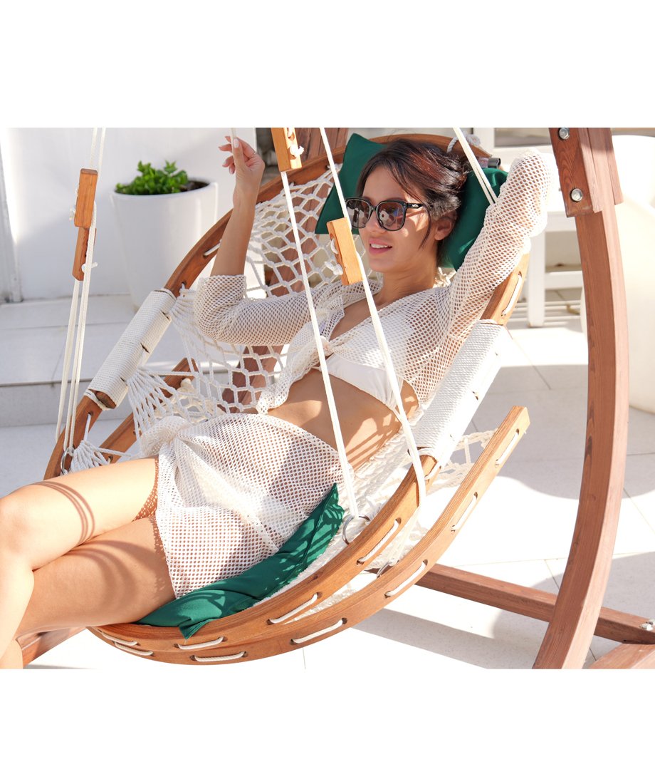Forest Green Pillow Footrest Saniwerke Lounge Hammock - Image 2